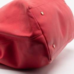 Pre Owned Aigner Rose Red Leather Bow Tote