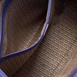 Pre Owned Aigner Purple Croc Embossed Leather Cavallina Tote