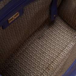 Pre Owned Aigner Purple Croc Embossed Leather Cavallina Tote