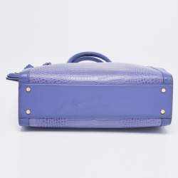 Pre Owned Aigner Purple Croc Embossed Leather Cavallina Tote