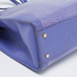 Pre Owned Aigner Purple Croc Embossed Leather Cavallina Tote