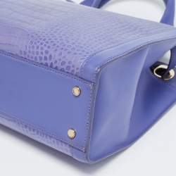 Pre Owned Aigner Purple Croc Embossed Leather Cavallina Tote