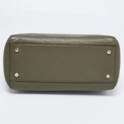 Pre Owned Aigner Green Leather Zip Satchel