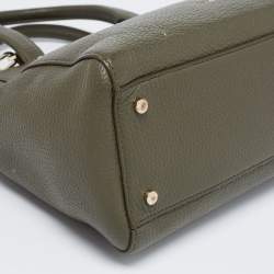 Pre Owned Aigner Green Leather Zip Satchel