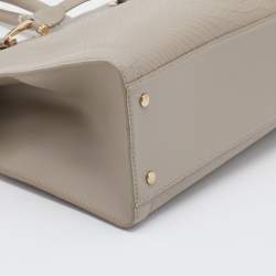 Pre Owned Aigner Beige Python Embossed Leather Cavallina Tote