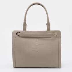 Pre Owned Aigner Beige Python Embossed Leather Cavallina Tote