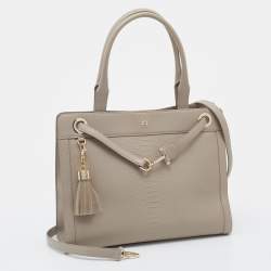 Pre Owned Aigner Beige Python Embossed Leather Cavallina Tote