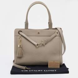 Pre Owned Aigner Beige Python Embossed Leather Cavallina Tote