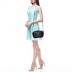 Pre Owned Aigner Black Leather Bombe A Camera Crossbody Bag