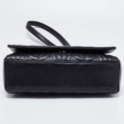 Pre Owned Aigner Black Logo Embossed Leather Flap Crossbody Bag