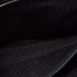 Pre Owned Aigner Black Logo Embossed Leather Flap Crossbody Bag