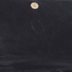 Pre Owned Aigner Black Logo Embossed Leather Flap Crossbody Bag
