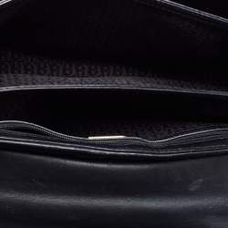 Pre Owned Aigner Black Logo Embossed Leather Flap Crossbody Bag