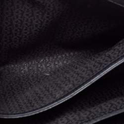 Pre Owned Aigner Black Logo Embossed Leather Flap Crossbody Bag