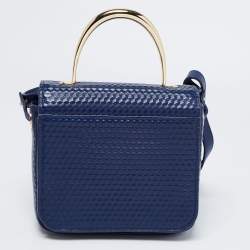 Pre Owned Aigner Blue Leather Genoveva Top Handle Bag