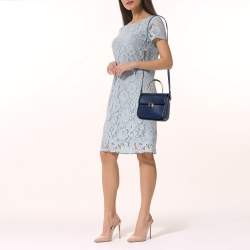 Pre Owned Aigner Blue Leather Genoveva Top Handle Bag