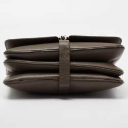 Pre Owned Aigner Brown Leather Flap Shoulder Bag