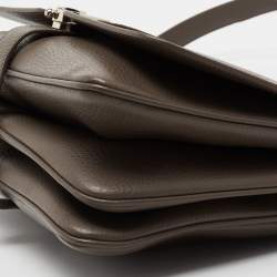 Pre Owned Aigner Brown Leather Flap Shoulder Bag