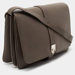 Pre Owned Aigner Brown Leather Flap Shoulder Bag