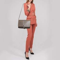 Pre Owned Aigner Brown Leather Flap Shoulder Bag