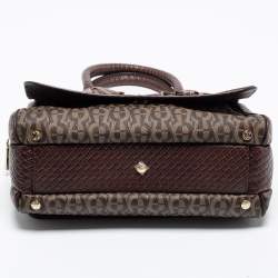 Pre Owned Aigner Brown Signature Coated Canvas and Leather Tassel Satchel