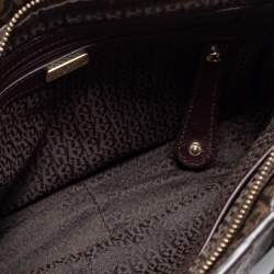 Pre Owned Aigner Brown Signature Coated Canvas and Leather Tassel Satchel