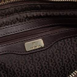 Pre Owned Aigner Brown Signature Coated Canvas and Leather Tassel Satchel