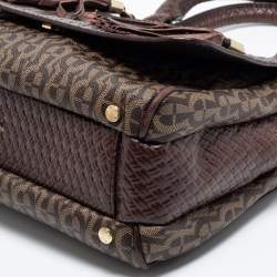 Pre Owned Aigner Brown Signature Coated Canvas and Leather Tassel Satchel