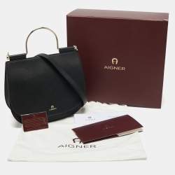 Pre Owned Aigner Black Leather Diane Shoulder Bag