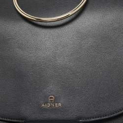 Pre Owned Aigner Black Leather Diane Shoulder Bag
