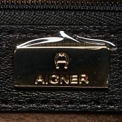 Pre Owned Aigner Black Leather Diane Shoulder Bag