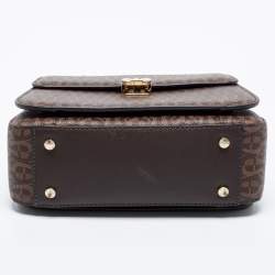Pre Owned Aigner Brown Signature Coated Canvas Genoveva Top Handle Bag