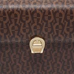Pre Owned Aigner Brown Signature Coated Canvas Genoveva Top Handle Bag