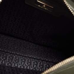 Pre Owned Aigner Olive Green Logo Embossed Leather Olivia Tote