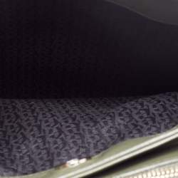 Pre Owned Aigner Olive Green Logo Embossed Leather Olivia Tote
