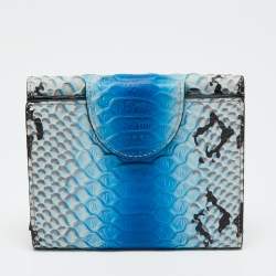 Aigner Blue Python Embossed Leather Compact Wallet