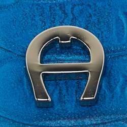 Aigner Blue Python Embossed Leather Compact Wallet
