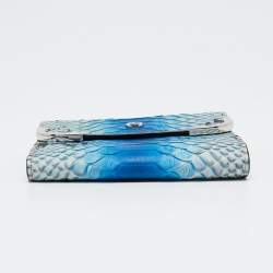 Aigner Blue Python Embossed Leather Compact Wallet