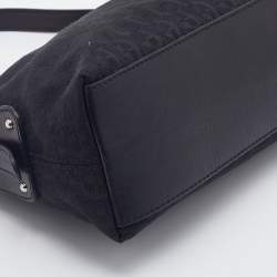 Pre Owned Aigner Black Signature Canvas And Leather Shoulder Bag
