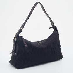Pre Owned Aigner Black Signature Canvas And Leather Shoulder Bag