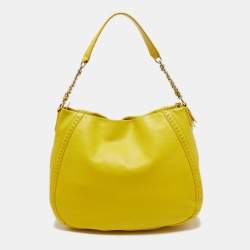 Pre Owned Aigner Yellow Leather Tassel Shoulder Bag