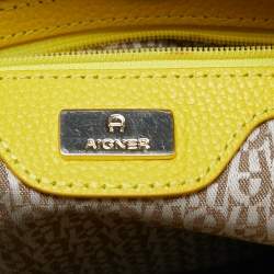 Pre Owned Aigner Yellow Leather Tassel Shoulder Bag