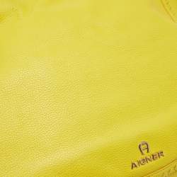 Pre Owned Aigner Yellow Leather Tassel Shoulder Bag