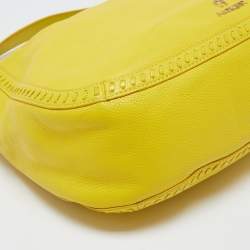 Pre Owned Aigner Yellow Leather Tassel Shoulder Bag
