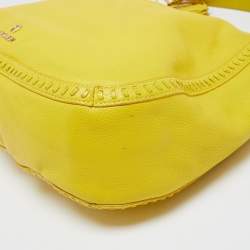 Pre Owned Aigner Yellow Leather Tassel Shoulder Bag