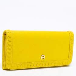 Pre Owned Aigner Yellow Leather Continental Wallet