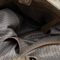 Pre Owned Aigner Metallic Beige Canvas and Leather Shoulder Bag