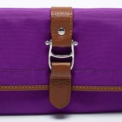 Aigner Purple/Brown Nylon and Leather Flap Continental Wallet