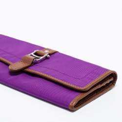 Aigner Purple/Brown Nylon and Leather Flap Continental Wallet
