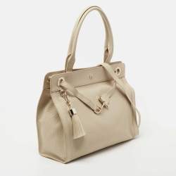 Pre Owned Aigner Beige Leather Cavallina Tote